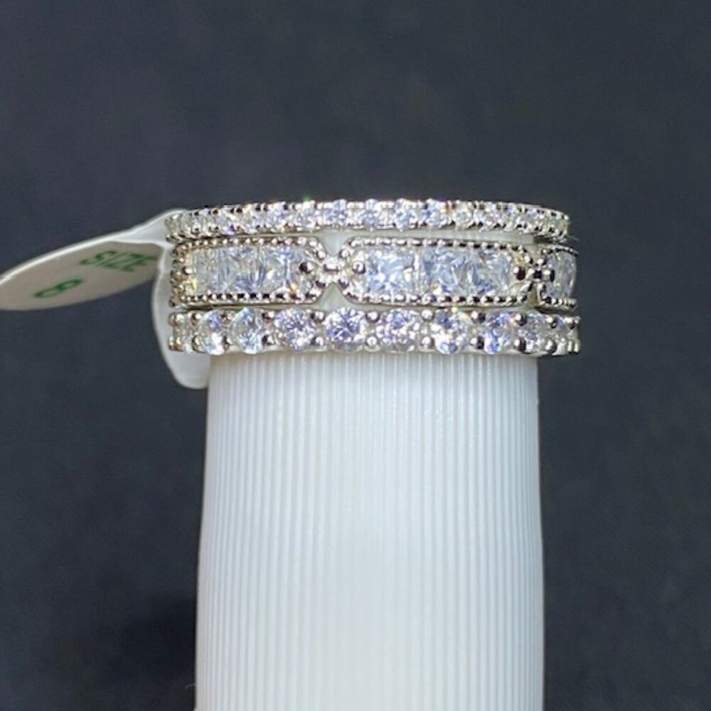 925 Solid Sterling Silver Farmhouse 3 Band Set Size 8 - Picture 2 of 5